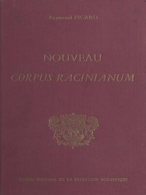 cover image of Nouveau corpus racinianum